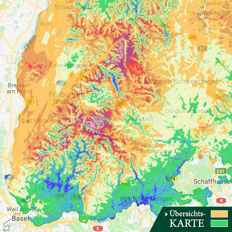 Übersichtskarte Windatlas Baden-Württemberg