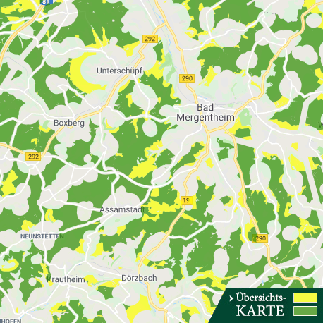 Übersichtskarte Ermittelte Wind­potenzial­flächen