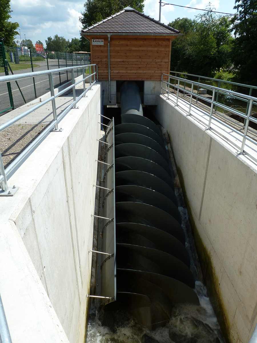 Wasserschnecke in Betrieb